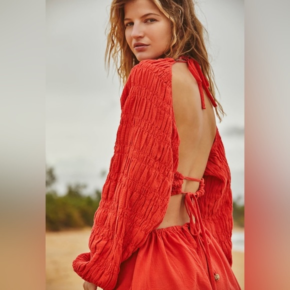 Free People Pants - Free People Brandi Romper Open Back Cutout Long Sleeve Romper  Size S Spring